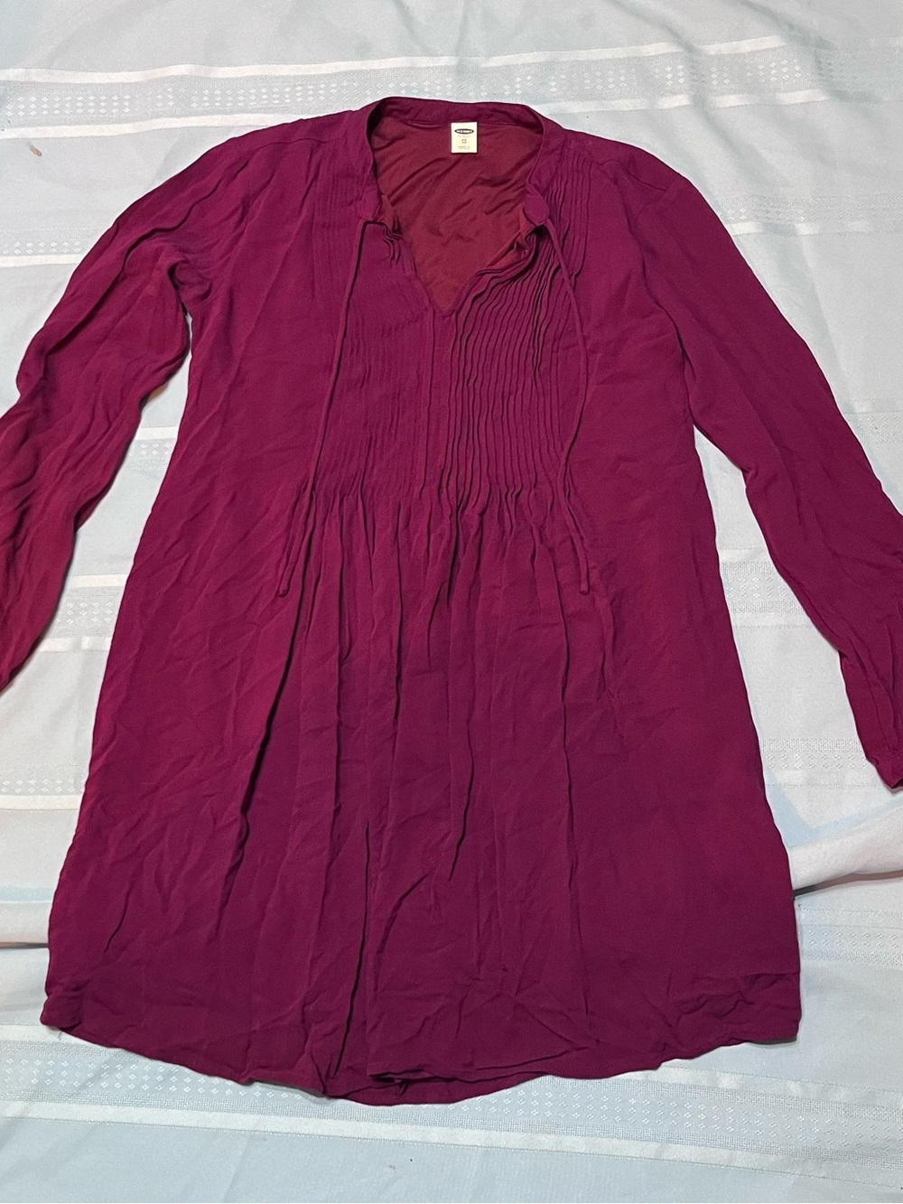 Old Navy Berry Pintuck Long Sleeve Tunic Dress